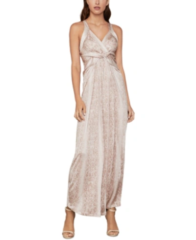 Bcbgmaxazria Snake-embossed Wrap Dress In Bare Pink - Python