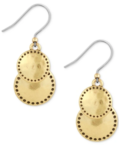 Lucky Brand Silver-tone Double Drop Earrings In Gold