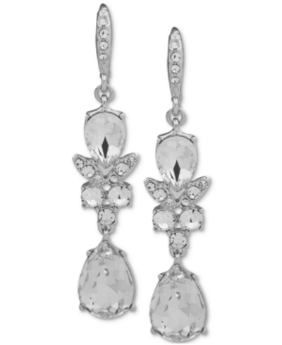 Givenchy Silver-tone Crystal Double Drop Earrings