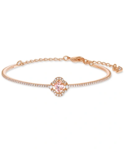 Swarovski Rose Gold-tone Crystal Clover Bangle Bracelet In Pink