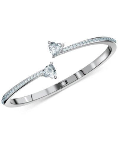 Swarovski Silver-tone Crystal Heart Bangle Bracelet