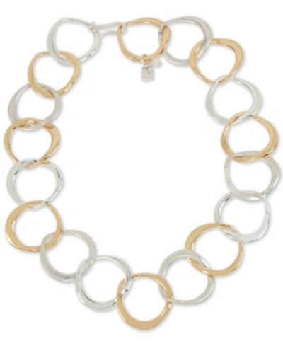 Robert Lee Morris Soho Two-tone Sculptural Circle 18" Collar Necklace In Two Tone
