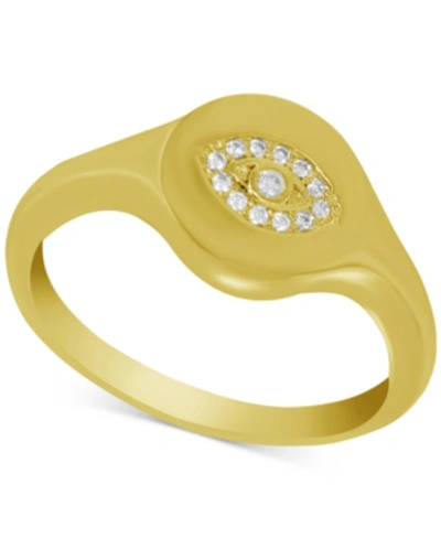Essentials And Now This Crystal Evil Eye Ring In Gold-plate