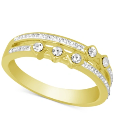 Essentials And Now This Silver Plated Gold Crystal Double Band Ring