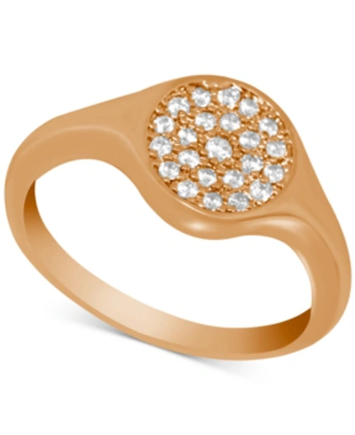 Essentials And Now This Crystal Pave Disc Ring In Rose Gold-plate