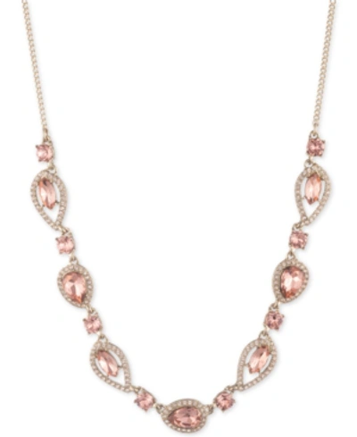 Givenchy Gold-tone Crystal & Stone Collar Necklace, 16" + 3" Extender In Peach