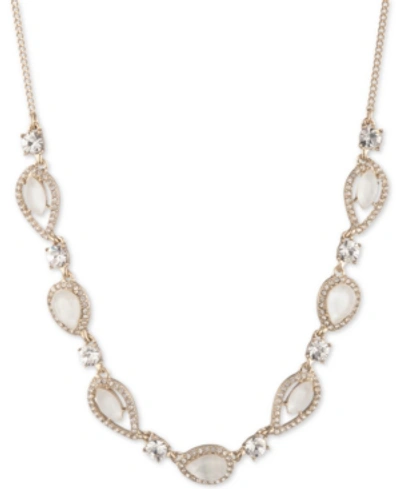 Givenchy Gold-tone Crystal & Stone Collar Necklace, 16" + 3" Extender In White
