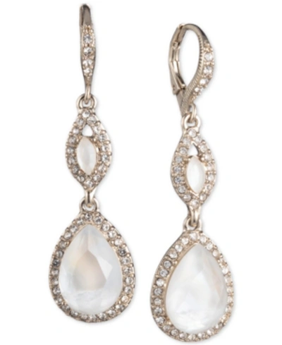 Givenchy Crystal & Stone Double Drop Earrings In White