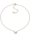 Dkny Pave Butterfly Pendant Necklace, 16" + 3" Extender In Silver