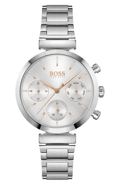 Hugo Boss Women's Chronograph Flawless Stainless Steel Bracelet Watch 36mm In Silver