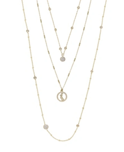 Ettika Triple Layered Crystal Detailed Women's Necklace In Gold