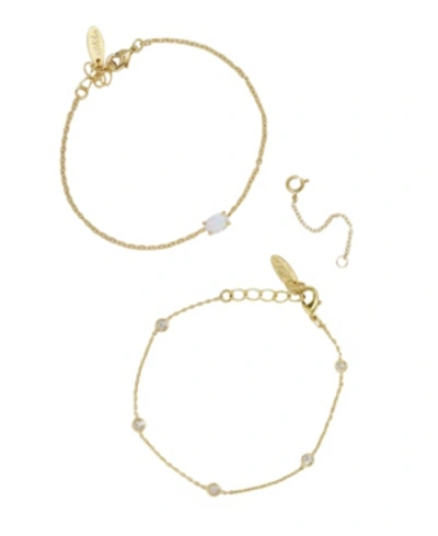 Ettika Opal Crystal Dainty Women's Bracelet Set With Extender Add On In Gold