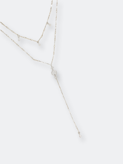 Ettika Carmine Layered Crystal Lariat Women's Necklace In White