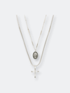 Ettika Like A Prayer Layered Cross And Coin Women's Necklace In Silver