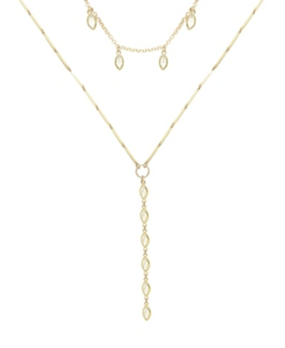 Ettika Ariella Glass Crystal 18k Gold Plated Layered Lariat Necklace