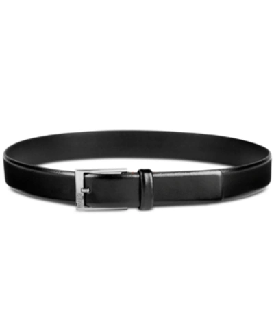 Hugo Boss Italian-leather Belt With Silver-toned Buckle In Black