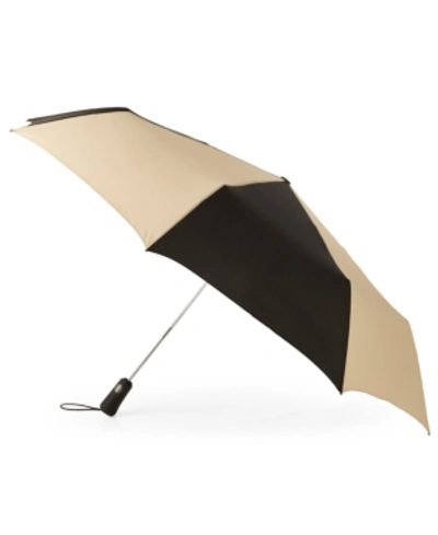 Totes Aoc Golf Size Umbrella In Black,tan