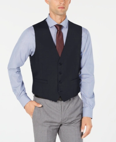 Calvin Klein Men's Slim-fit Wool Infinite Stretch Suit Vest In Navy