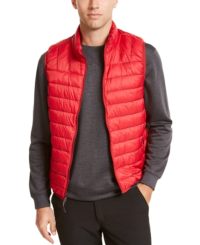 Hawke & Co. Outfitter Men's Packable Down Blend Puffer Vest In Dark Red