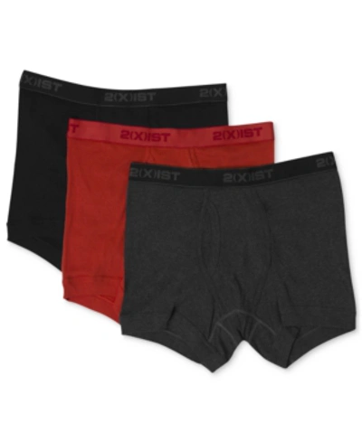 2(x)ist Men's Underwear, Essentials Boxer Brief 3 Pack In Black,grey,red