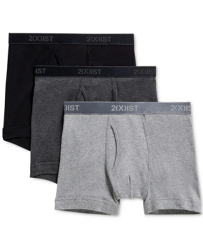 2(x)ist Men's Underwear, Essentials Boxer Brief 3 Pack In Black,grey