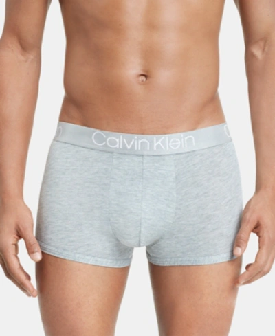 Calvin Klein Men's Ultra-soft Modal Trunks In Grey Heather W/ White Logo