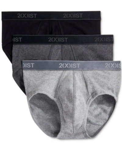 2(x)ist Men's Underwear, Essentials Contour Pouch Brief 3 Pack In Black/grey Hthr/char