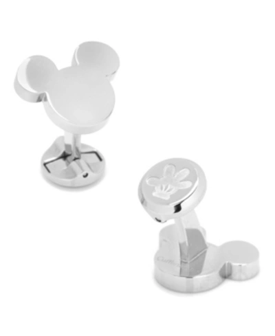 Cufflinks, Inc Stainless Steel Mickey Mouse Silhouette Cufflinks In Silver