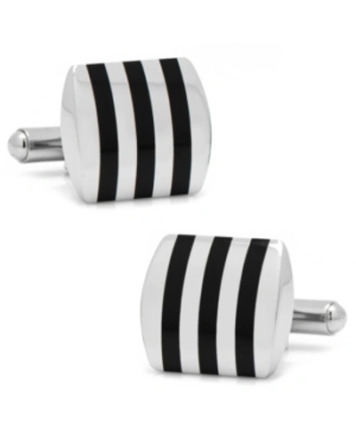 Cufflinks, Inc Stainless Steel Striped Onyx Cufflinks In Black