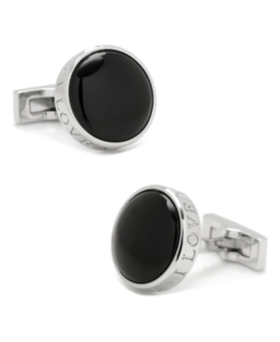 Cufflinks, Inc Onyx I Love You Stainless Steel Cufflinks In Brown