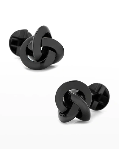 Cufflinks Inc. Men's Sterling Silver Black Knot Cufflinks