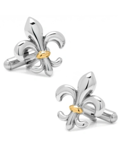 Cufflinks, Inc Stainless Steel Two-tone Fleur De Lis Cufflinks In Silver
