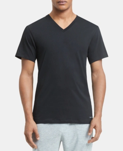 Calvin Klein Men's 5-pack Cotton Classics V-neck Undershirts, Created For Macy's In Black