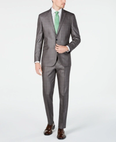 Kenneth Cole Unlisted Men's Slim-fit Plaid Suit In Silver
