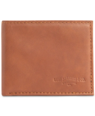 Levi's Men's Extra-capacity Slimfold Rfid Wallet In Dark Beige