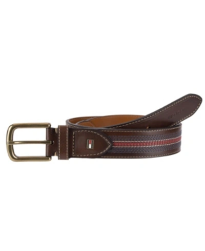 Tommy Hilfiger Faux-leather Multi Stitch Belt In Tan