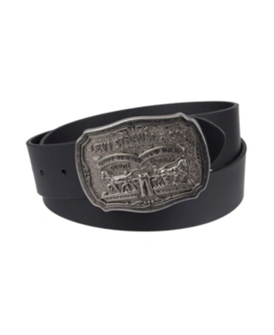 Levi's Leather Men's Belt With Plaque Buckle In Black