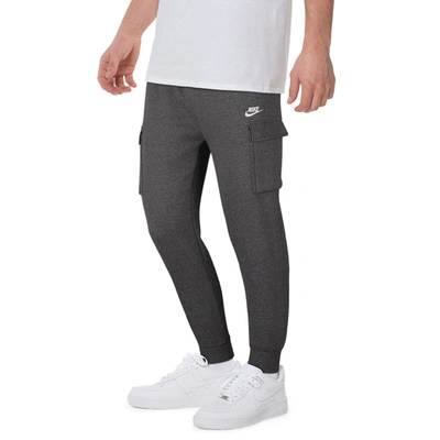 Nike Men's Club Fleece Cargo Joggers In Charcoal Heather/anthracite/white