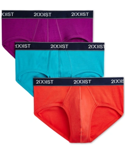 2(x)ist Men's Underwear, Essentials Contour Pouch Brief 3 Pack In Purple/hibiscus/bluebird