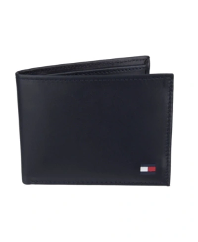 Tommy Hilfiger Men's  Leather Passcase Wallet In Black
