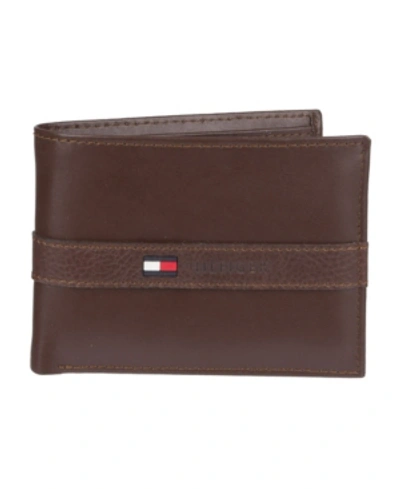 Tommy Hilfiger Men's  Premium Leather Rfid Passcase In Cognac