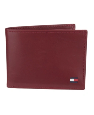Tommy Hilfiger Men's  Leather Passcase Wallet In Red