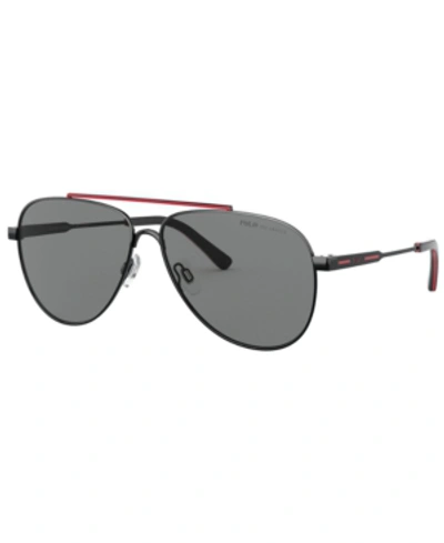 Polo Ralph Lauren Men's Polarized Sunglasses, Ph3126 In Black/red/polar Gray