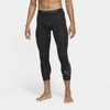 Nike Men's Pro Dri-fit Cropped Leggings In Black/white
