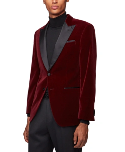 Hugo Boss Boss Men's Slim-fit Blazer In Dark Red