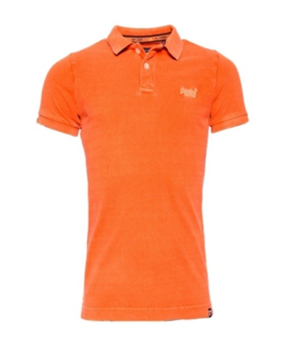 Superdry Vintage-like Destroyed Polo Shirt In Orange