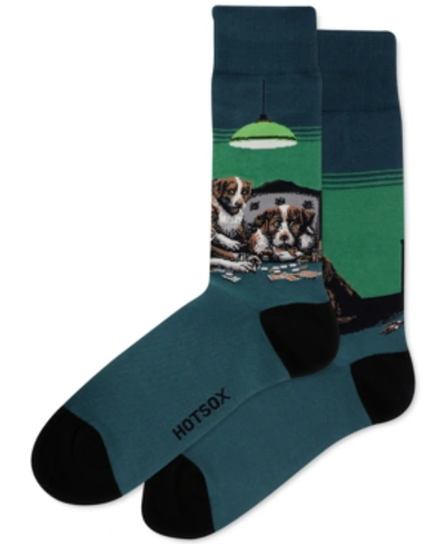 Hot Sox Men's Poker Dog Socks In Green