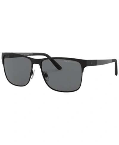 Polo Ralph Lauren Polarized Sunglasses, Ph3128 57 In Matte Black/black/dark Polar Grey