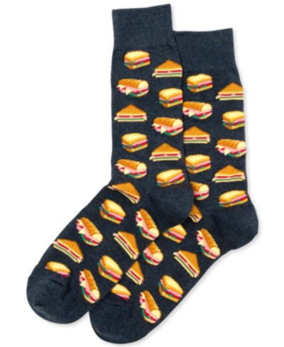 Hot Sox Men's Sandwiches Crew Socks In Denim Heather