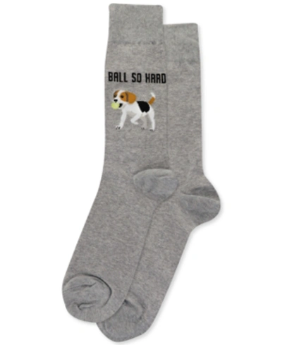 Hot Sox Men's Dog Crew Socks In Gray